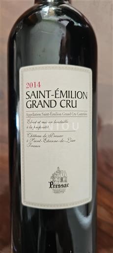 Bordéus Saint-Émilion Grand Cru Château Pressac 2014