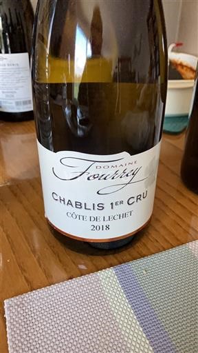 Burgundsko Chablis Premier Cru Domaine Fourrey Côte de Lechet 2018