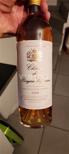 Bordeaux Sauternes Premier Cru Château Rayne Vigneau 2006