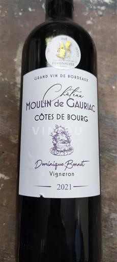 Wines Rouge sec Château Moulin de Gauriac 2021 France Bordeaux Côtes-de-bourg AOC