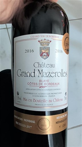 Bordeaux Blaye-côtes-de-bordeaux Château Grand Mazerolles 2016