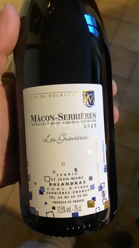 Burgundija Mâcon in Mâcon-villages Cédric et Jean Marc Balandras Les Gravières 2023