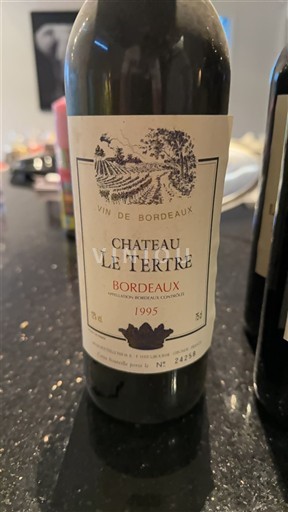 Vina Rouge sec Château Le Tertre 1995 Francija Bordeaux AOC