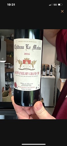 Wines Rouge sec Château Le Maine 2016 France Bordeaux Saint-Émilion Grand Cru AOC Grand Cru