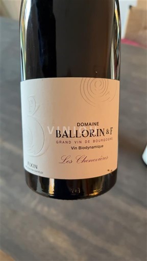 Burgundy Fixin Domaine Ballorin & F Les Chenevières 2017