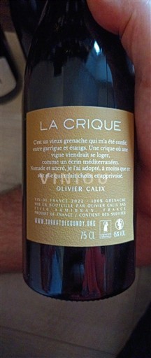 Languedoc ja Roussillon Pays d'Oc Olivier Calix La Crique 2022