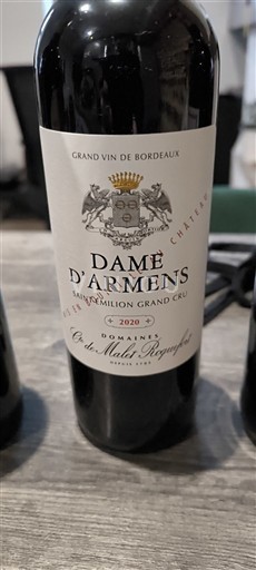 Bordeaux Saint-Émilion Grand Cru Grand Cru Château Clos de Malte Roquefort Dame d'Armens 2020
