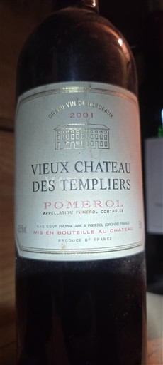 Bordeaux Pomerol Château Vieux Château des Templiers 2001