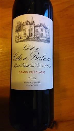 Bordeaux Saint-Émilion Grand Cru Côte de Baleau 2015