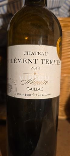 Sudoeste Gaillac Château Clément Termes Mémoire 2014