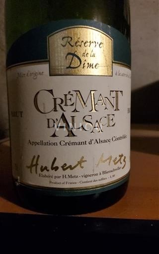 Alsazia Crémant d'Alsazia Hubert Metz Réserve de la Dîme Senza annata