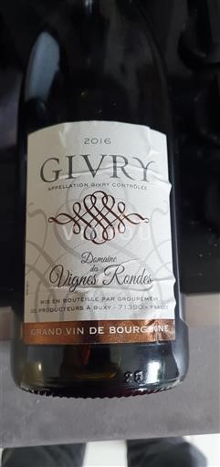 Bourgogne Givry Domaine des Vignes Rondes 2016