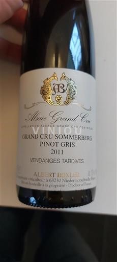Alsace Pinot Grigio Grand Cru Albert Boxler Pinot Gris Vendanges Tardives 2011