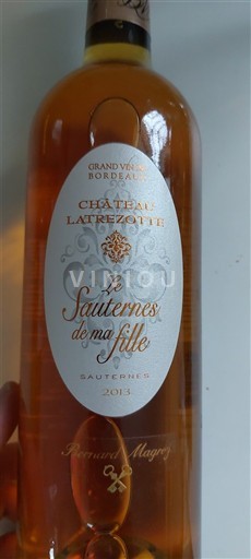 Bordeaux Sauternes Château Latrezotte Le Sauternes de ma Fille 2013