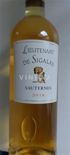 Bordeaux Sauternes Lieutenant de Sigalas 2018