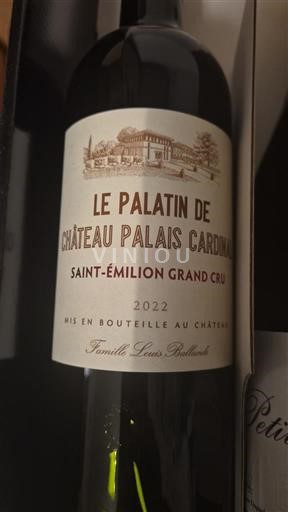 Vine Rouge sec Le Palatin Château Palais Cardinal 2022 Frankrig Bordeaux Saint-Émilion Grand Cru AOC Grand Cru