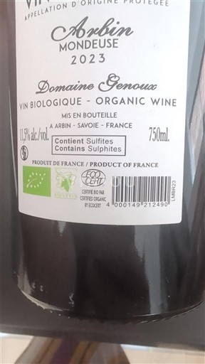 Savoie og Bugey Mondeuse Domaine Genoux 2023 2023
