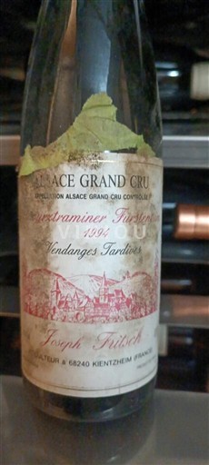Alsazia Non specificato Grand Cru Joseph Fritsch Gewurztraminer Furstentum Vendanges Tardives 1991