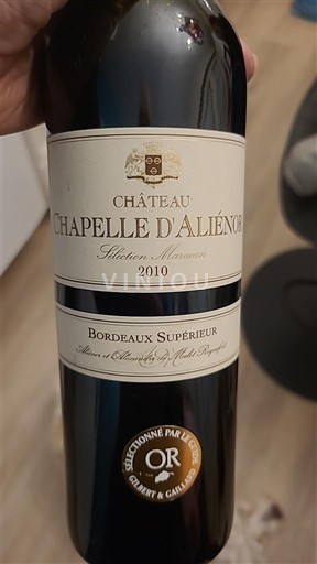 Bordeaux Bordeaux Supérieur Château Chapelle d'Aliénor Sélection Minerve 2010
