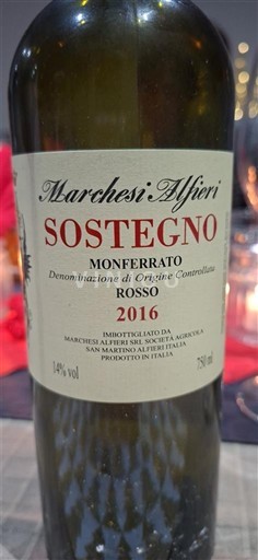 Piedmont Wines Monferrato Marchesi Alfieri Sostegno 2016