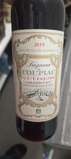 Wines Rouge sec Seigneur de Coupiac 2019 France Bordeaux Saint-Émilion Grand Cru AOC Grand Cru