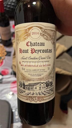 Viner Rouge sec Château Haut Peyroutas 2014 Frankrike Bordeaux Saint-Émilion Grand Cru AOC Grand Cru