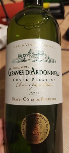 Bordeaux Blaye-côtes-de-bordeaux Domaine S Graves d'Ardonneau Prestige 2021
