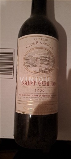 Bordéus Saint-Émilion Château Clos Binninger 2006