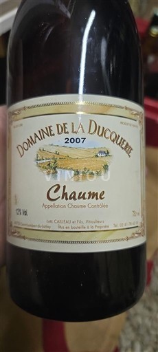 Thung lũng sông Loire Chaume Domaine La Ducquerie 2007