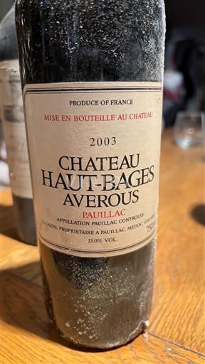 Bordeaux Pauillac Château Haut-Bages Averous 2003
