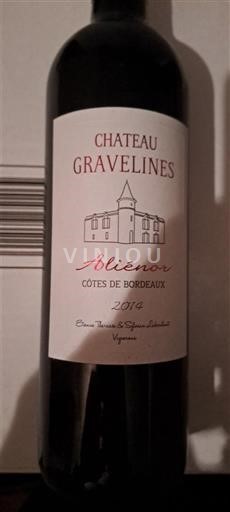 Bordeaux Côtes de Bordeaux Château Gravelines Aliénor 2014
