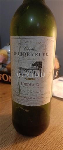 Vine Rouge sec Château Bordeneuve 2002 Frankrig Bordeaux AOC