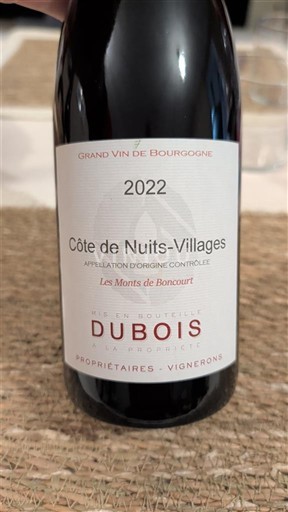 Burgundsko Côte de nuits villages Domaine Bois Les Monts de Boncourt 2022