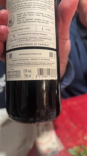 Bordeaux Bordeaux supérieur Vignobles Thomas 2018