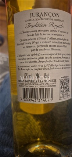 Southwest Jurançon Domaine Cinquau Tradition Royale 2024