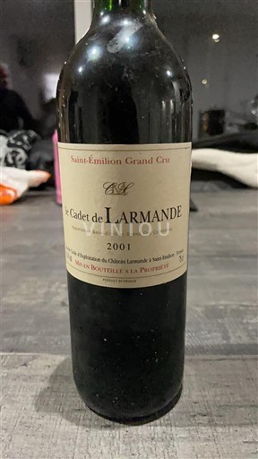 Vin Rouge sec Le Cadet de Larmande 2001 France Bordeaux Saint-Émilion Grand Cru AOC