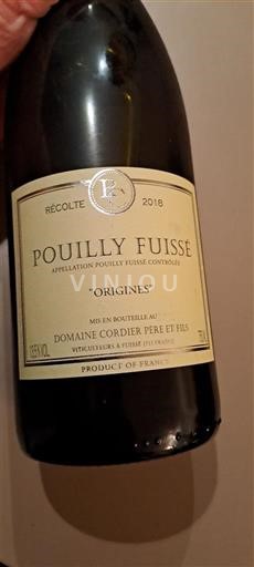 Borgoña Pouilly-fuissé Domaine Cordier Père et Fils Origines 2018