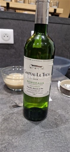 Wijnen Blanc sec Château Le Tros 2018 Frankrijk Bordeaux AOC