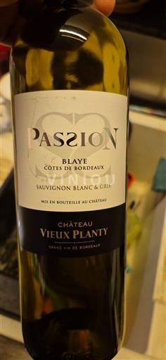 Bordeaux Blaye-Côtes-de-Bordeaux Château Vieux Planty Passion Icke årgångsbetecknad