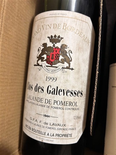 Burdeos Lalande-de-Pomerol Clos des Galevesses 1999