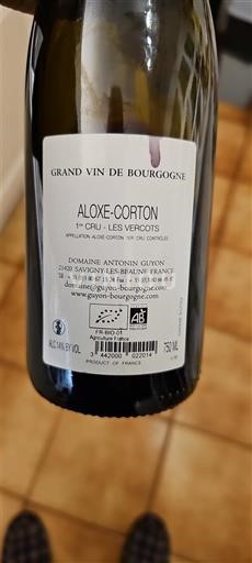 Wines Rouge sec 1er Cru Les Vercots Domaine Antonin Guyon 2020 France Burgundy Aloxe-Corton AOC Premier Cru