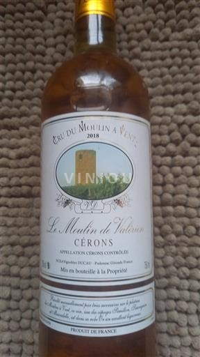 Bordeaux Cérons Le Moulin de Valentin Cru du Moulin à Vent 2018