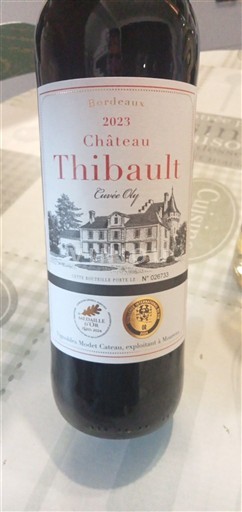 Vinhos Rouge sec Cuvée Oly Château Thibault 2023 França Bordéus AOC