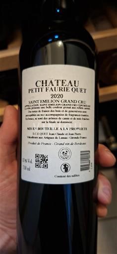 Bordeaux Saint-Émilion Grand Cru Grand Cru Château Petit Faurie Quet 2020