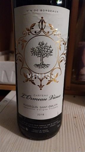 Bordeaux Puisseguin-saint-émilion Château L'Ormeau Vieux 2018