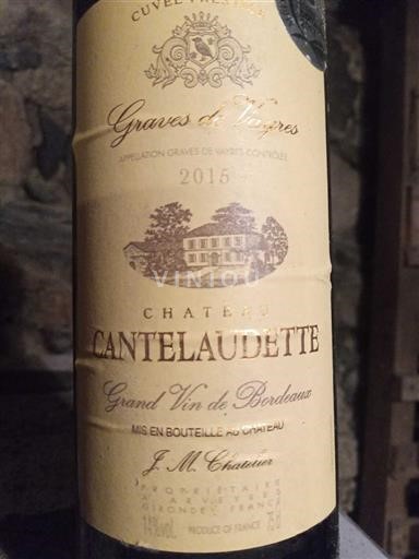 Bordeaux Graves-de-vayres Château Cantelaudette 2015