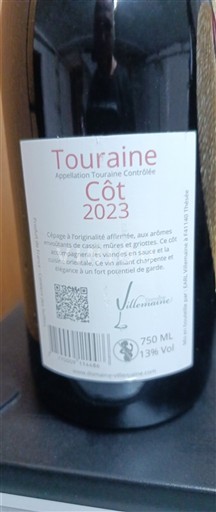 Loiredalen Touraine Villenavie Côt 2023