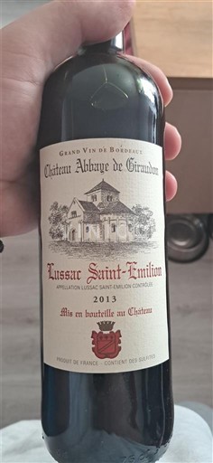 Bordeaux Lussac-saint-émilion Château Abbaye de Giraudon 2013