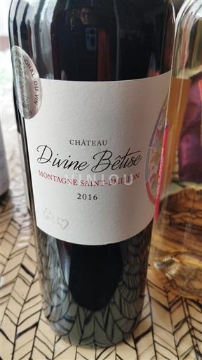Bordoja Montagne-saint-émilion Château Divine Bêtise 2016