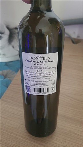 Tây Nam Coteaux và sân thượng Montauban Domaine Montels Chardonnay-Colombard Moelleux 2018